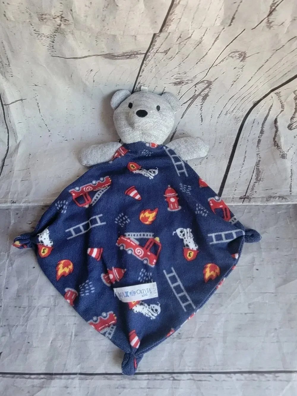 Max & Olivia Blue Bear Fire Fighter Security Blanket Lovey